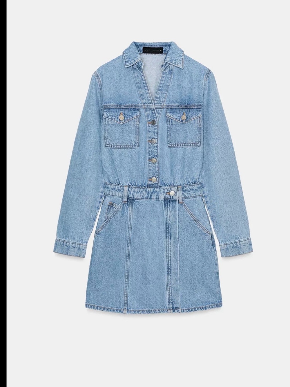Zara Light Blue Denim Long Sleeve dress